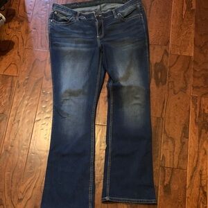 Wrangler Dark Blue Flare Jeans with Faded Wash